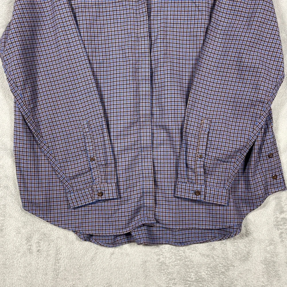 L.L. Bean Wicked Good Flannel Shirt Men‎ XL Nutmeg Blue Brown Houndstooth New